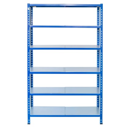 AR Shelving összedugható polc kék és horganyzott 250 x 120 x 30 cm 6 polc 180 kg