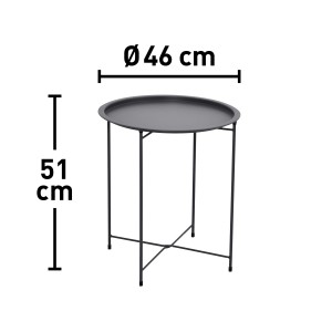 Satipo kerti asztal, kerek, antracit, Ø 46 cm. Kis erkélyasztal acélvázzal.