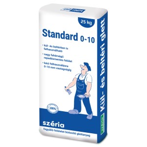 Zsák Standard 0-10 speciális glettanyag, beltéri és kültéri használatra, 25 kg.