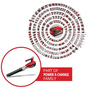 Einhell Power X-Change akkus lombfúvó GP-LB 18/200 Li GK-Solo, a Power X-Change család tagja.