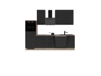 Flex-Well Exclusiv minikonyha Capri 280 cm matt fekete Endgrain tölgy Flex-Well Exclusiv minikonyha Capri 280 cm matt fekete Endgrain tölgy