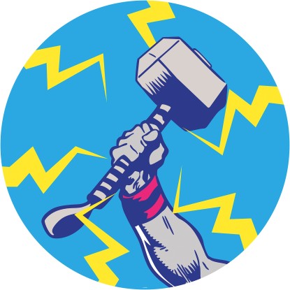 Komar nemszőtt fotótap. Dot Avengers Thor's Hammer Pop Art öntap. átmérő 125 cm