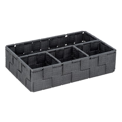 Wenko tárolókosár Adria kicsi polipropilén sötétszürke 26 cm x 6,5 cm x 17 cm