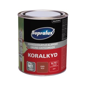 Supralux Koralkyd alapozó, vörösbarna, 0,75l doboz. Korrózióvédelem fémhez.