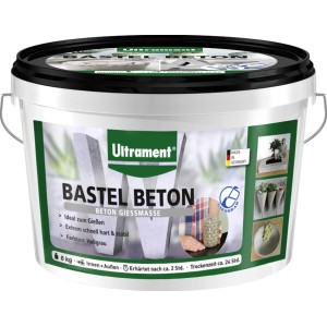 Ultrament Bastel Beton 6 kg vödörben, világosszürke öntőmassza kreatív betonprojektekhez.