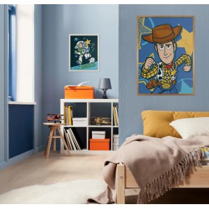 Komar fali kép Woody és Buzz Lightyear motívumokkal a gyerekszobában, 50x70 cm.