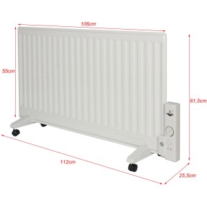Fehér El Fuego elektromos olajradiátor 1000 W kerekekkel, termosztáttal és túlmelegedés elleni védelemmel.