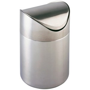 Wenko Otranto kozmetikai szemetes, 3 l, ezüst színű, rozsdamentes acél billenő fedéllel.