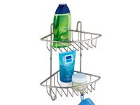 Wenko Milano fürdőszobai sarokpolc 2 akasztó és 2 polc szatinált króm fényes