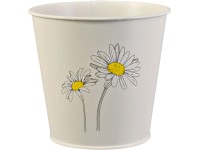 Cink vödör gyógynöv. cserép lakk. virágminta krémszín 14,6 x 16 cm