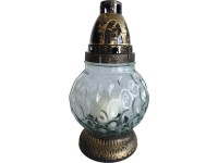 Műanyag tetejű és talpú mintás gömb üvegmécses Műanyag tetejű és talpú mintás gömb üvegmécses