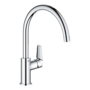 Grohe QuickFix Start Edge egykaros mosogató csaptelep magas, forgatható kifolyócsővel.
