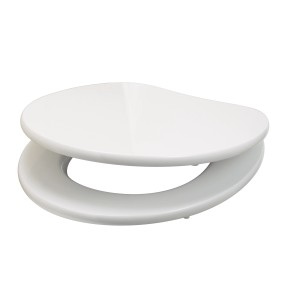 Fehér baliv Logone WC-ülőke MDF-ből, fa maggal a időtlen fürdőszobai designért.