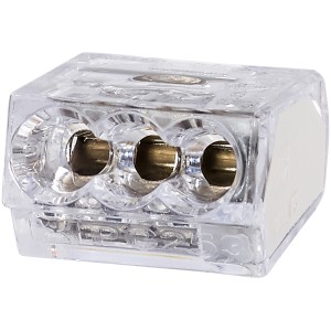 3 pólusú csatlakozó 0,5-2,5 mm² vezetékekhez, átlátszó, elektromos kábelek csatlakoztatásához.
