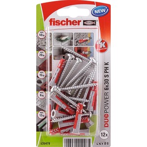 Fischer Duopower 6x30 S PH K NV tiplik és csavarok, tömör és üreges építőanyagokhoz alkalmas.