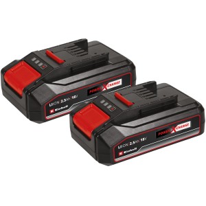 Két Einhell Power X-Change PXC-Twinpack 2,5 Ah akkumulátor elektromos szerszámokhoz.