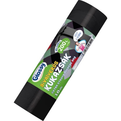 Glossy bivalyerős újrahasznosított szemeteszsák 200l 10  db/roll