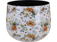 Kaspó Flora virágmintás 13 cm átmérő x 9 cm fehér-arany Kaspó Flora virágmintás 13 cm átmérő x 9 cm fehér-arany