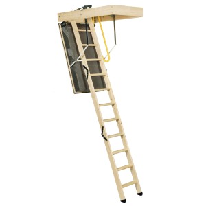Minka Polar Top padláslépcső 120x70 cm, fa létra szigetelt fedéllel és korláttal.