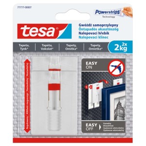Tesa Powerstrips ragasztó szög tapétához és vakolathoz, 2 kg teherbírás, egyszerű rögzítés fúrás nélkül.
