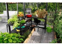 Alumínium asztal 2 polc 121 cm x 54 cm x 76 cm fekete Alumínium asztal 2 polc 121 cm x 54 cm x 76 cm fekete