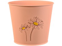 Cink vödör gyógynöv. cserép lakk. virágminta lazacszín 16 x 18,5 cm