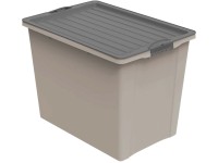Rotho Compact A3 egymásba rakható tárolórekeszek görgőkkel 70 l Cappucchino