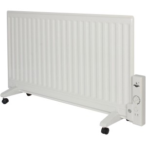 Fehér El Fuego elektromos olajradiátor 1000 W kerekekkel, termosztáttal és túlmelegedés elleni védelemmel.