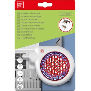 Elektromos mini rovarcsapda LED-es lámpával, 3W, beltéri használatra. Rovarvédelmi tartozék.