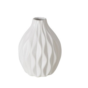 Fehér Boltze Home Zalina váza, Ø 12 cm, porcelán, hullámos mintával.