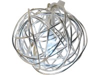 LED-es fényfüzér drótgömb ezüst elemes LED-es fényfüzér drótgömb ezüst elemes