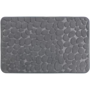 Szürke Wenko Memory Foam Pebbles fürdőszobaszőnyeg, 50x80 cm, kavics mintával.