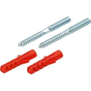 Két M8 x 80 mm-es tőcsavar dübellel betonhoz, falazathoz és fához.