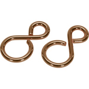 Két bronzbevonatú acél S-horog (38 mm) láncok összekötéséhez vagy meghosszabbításához.