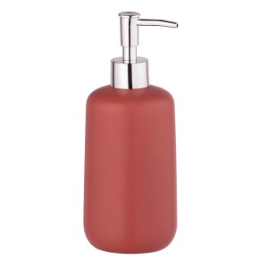 Allstar Olinda szappanadagoló, piros kerámia, 500 ml. Kúpos adagoló ezüst pumpával.