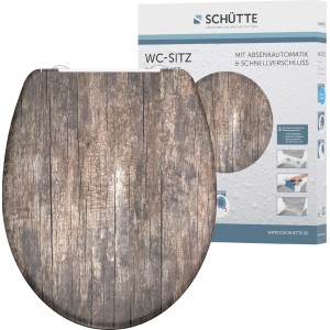 Schütte Old Wood WC ülőke SoftClose és gyorsrögzítő funkcióval, fa hatású.