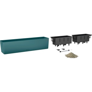 Lechuza Balconera Color 80, petrolkék virágláda (79 cm), öntözőrendszerrel és betétekkel.