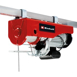 Einhell TC-EH 1000 kötélcsörlő: Piros csörlő drótkötéllel és motorral.