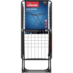 Vileda Universal Ultimate ruhaszárító állvány, fekete, háztartási használatra.