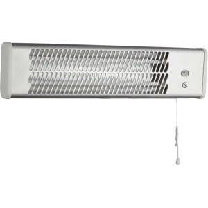 Kvarc fali hősugárzó 1200 W, ezüst színű fűtőtest húzókapcsolóval, falra szerelhető.