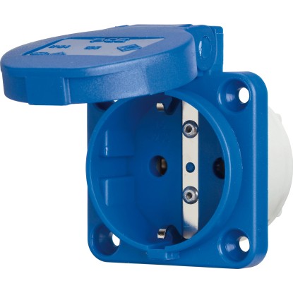 Falon kívüli csatlakozóaljzat 2 pólusú, csapófedéllel kék