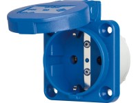 Falon kívüli csatlakozóaljzat 2 pólusú, csapófedéllel kék Falon kívüli csatlakozóaljzat 2 pólusú, csapófedéllel kék