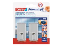 tesa Powerstrips nyom nélkül eltávolítható nagy akasztó króm 2 db 4 ragasztó