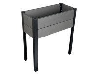 WPC magaságyás erkélyre alumínium lábakkal szürke-fekete 88 cm x 80 cm x 35 cm