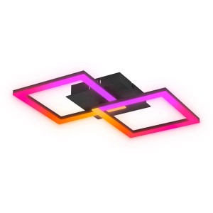 Modern Eglo LED RGBIC mennyezeti lámpa, 2-lángú, színváltással és távirányítóval a hangulatos világításhoz.