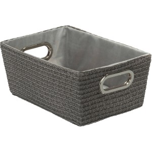 Wenko Chromo Grey tárolókosár, fonott hatású, króm fogantyúkkal.