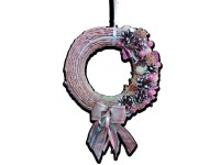 Kopogtató 20 cm termésekkel szalaggal rózsaszín