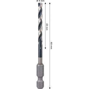 Bosch Pro Metal HSS-G Impact spirálfúró, 4 mm, ezüstszínű. Fémfúró hatszögletű szárral.