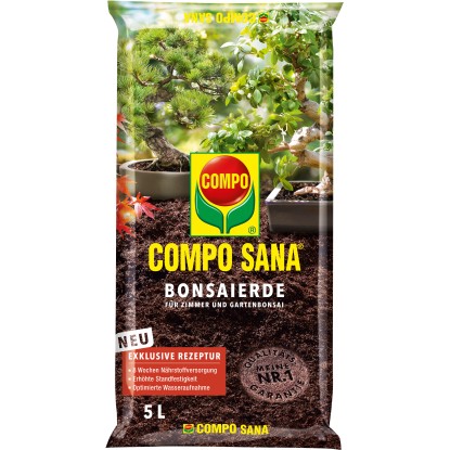 Compo Sana Bonsai föld 5 l-es zsákban: Speciális föld szobai és kerti bonsaiokhoz.