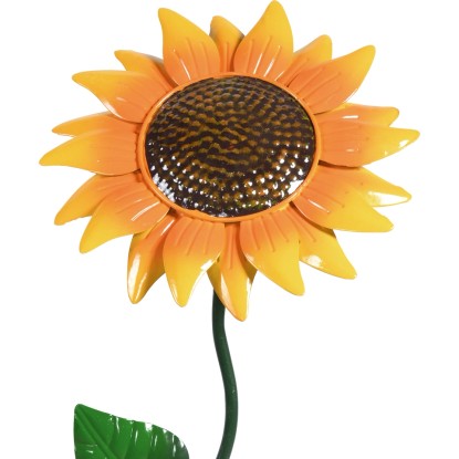 Leszúrható kerti dekoráció fém napraforgó 22 cm x 10 cm x 100 cm narancssárga